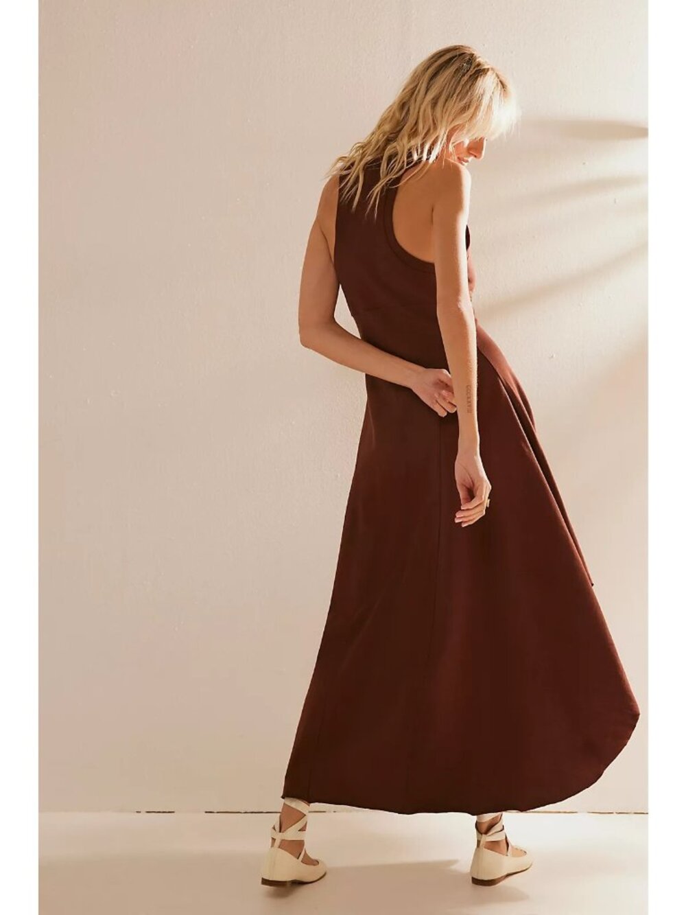 Free People Beach Main Street Midi Dress in Classic Brown Size XL - Picture 2 of 14